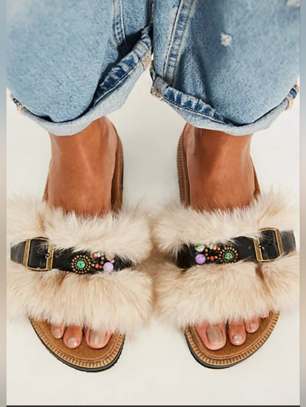 Free People Frankie Plush Faux Fur Slide Sandals